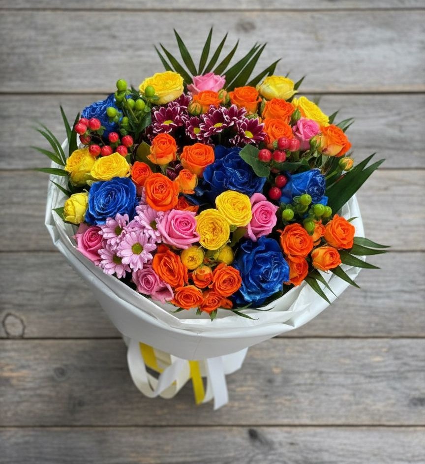 Букет цветов из: Розы и Хризантемы в Верхнем Тагиле