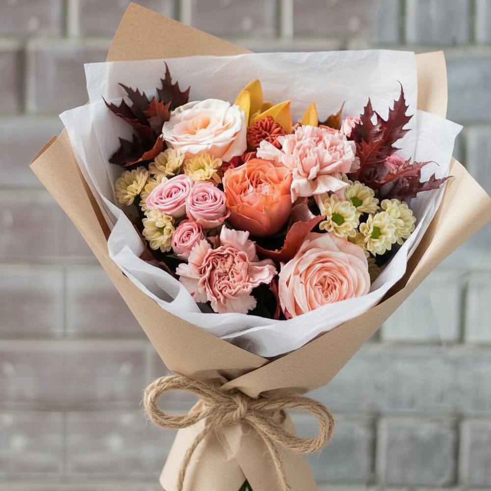 Букет цветов из: Гвоздики, Хризантемы и Розы в Верхнем Тагиле