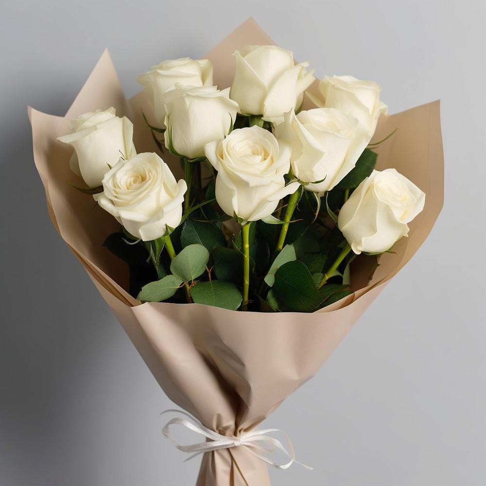 Букет 9 Белых роз Эдлесс Лав в Верхнем Тагиле