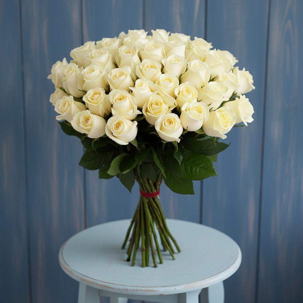 Букет 51 Белая роза Эдлесс Лав в Верхнем Тагиле