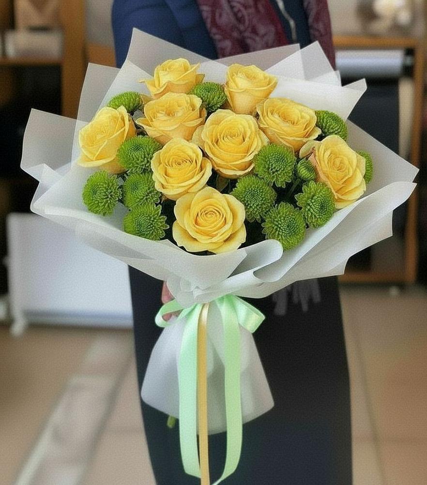 Букет цветов из: Хризантемы и Розы в Верхнем Тагиле