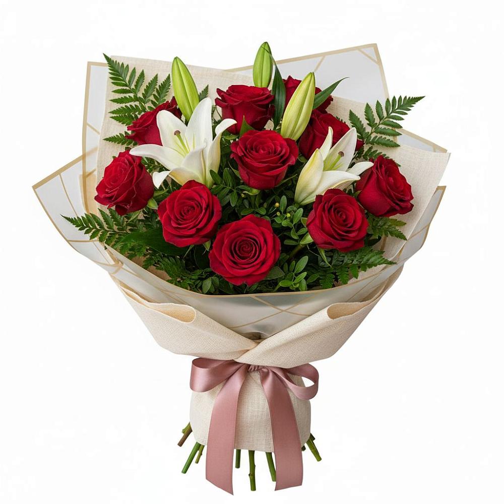 Букет цветов из: Лилии и Розы в Верхнем Тагиле