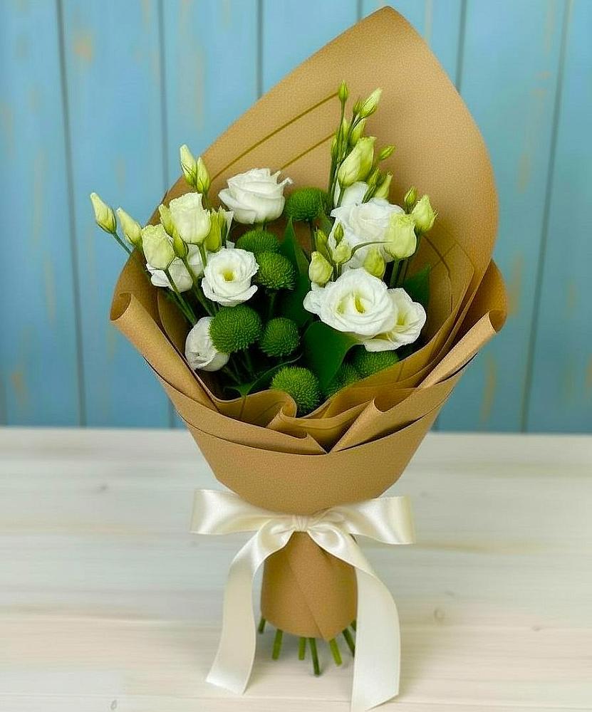 Букет цветов из: Хризантемы и Лизиантусы в Верхнем Тагиле