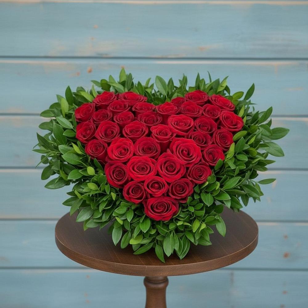 Цветочная композиция из Розы в виде сердца в Верхнем Тагиле