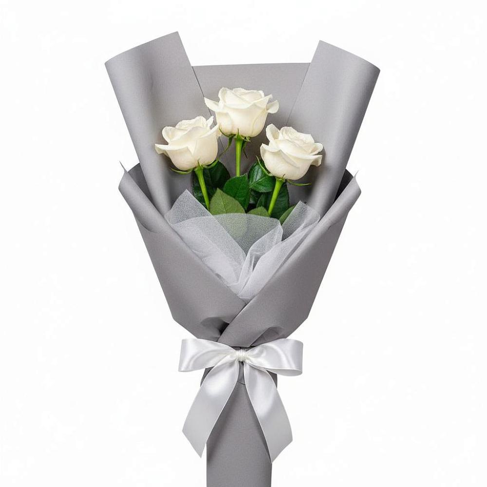 Букет 3 белые розы в Верхнем Тагиле