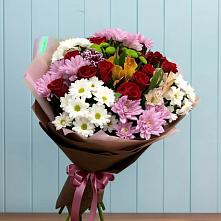 Букет цветов из:  Розы, Хризантемы и Альстромерии в Верхнем Тагиле