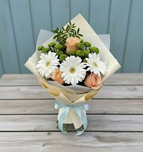 Букет цветов из:  Герберы, Розы и Хризантемы в Верхнем Тагиле