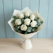 Букет Белые розы в Эвкалипте #REPLACE_PRED# Верхнем Тагиле